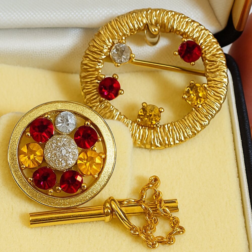 Ansen Family album Jewelry KaratClad Heavy Gold Electroplate Brooch‎ & Tie Pin